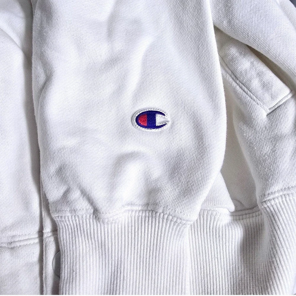 Champion Reverse Weave Snap Cardigan Sweatshirt‎ Mens M White Boxy Heritage Fit